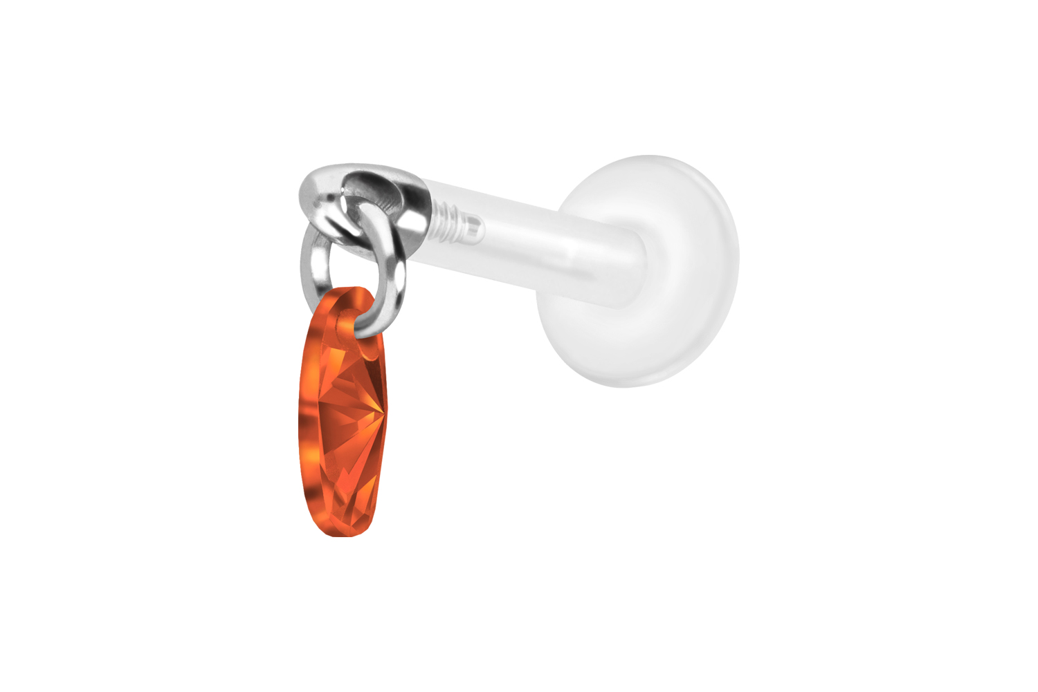 PTFE Labret Piercing mit Innengewinde + Titan-Aufsatz KRISTALLOVAL